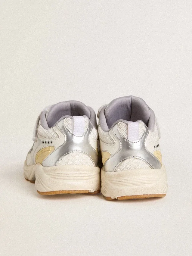 Lightstar Junior en cuero blanco y malla con estrella de cuero blanco