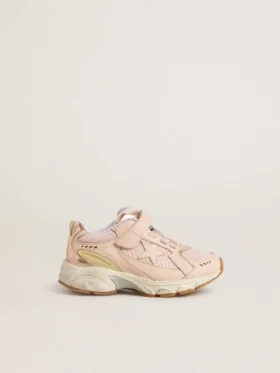 Lightstar Junior en cuero rosa y malla con estrella de cuero rosa