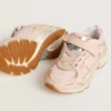 Lightstar Junior en cuero rosa y malla con estrella de cuero rosa