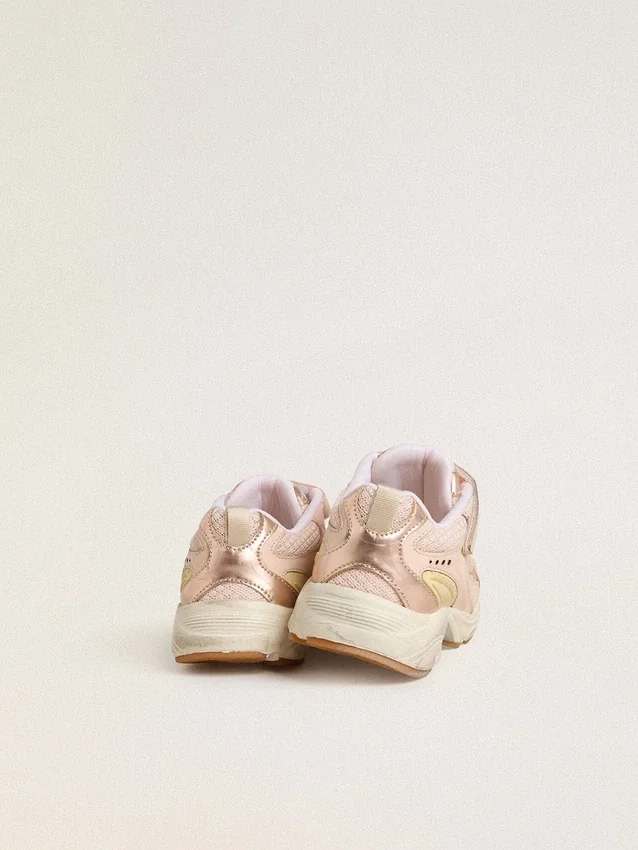 Lightstar Junior en cuero rosa y malla con estrella de cuero rosa
