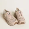 Lightstar para hombre con parte superior de cuero rosa y malla, y estrella rosa