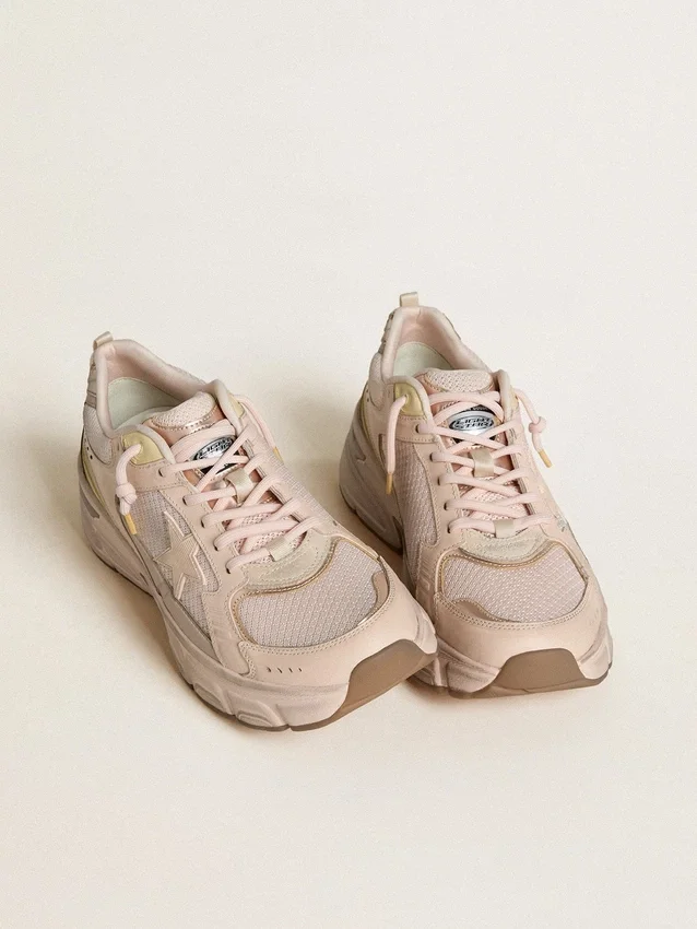 Lightstar para hombre con parte superior de cuero rosa y malla, y estrella rosa