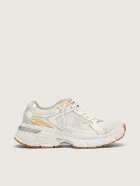 Lightstar para hombre en cuero blanco y malla con estrella en blanco desgastado