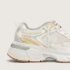 Lightstar para hombre en cuero blanco y malla con estrella en blanco desgastado