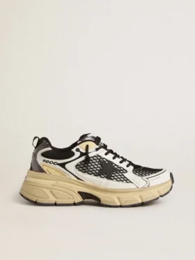 Lightstar para hombre en cuero blanco y malla negra con estrella de TPU negra