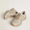 Lightstar para hombre en cuero gris paloma y malla con estrella de TPU beige