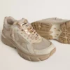 Lightstar para hombre en cuero gris paloma y malla con estrella de TPU beige