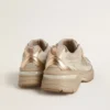 Lightstar para hombre en cuero gris paloma y malla con estrella de TPU beige