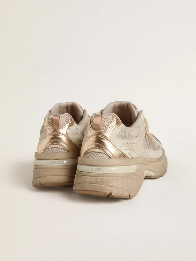 Lightstar para hombre en cuero gris paloma y malla con estrella de TPU beige