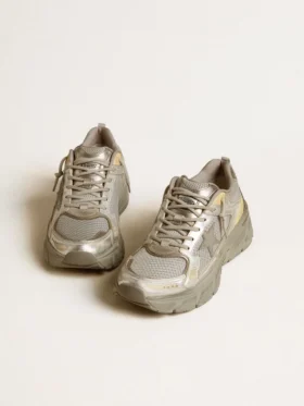 Lightstar para hombre en cuero metalizado y malla plateada con estrella gris