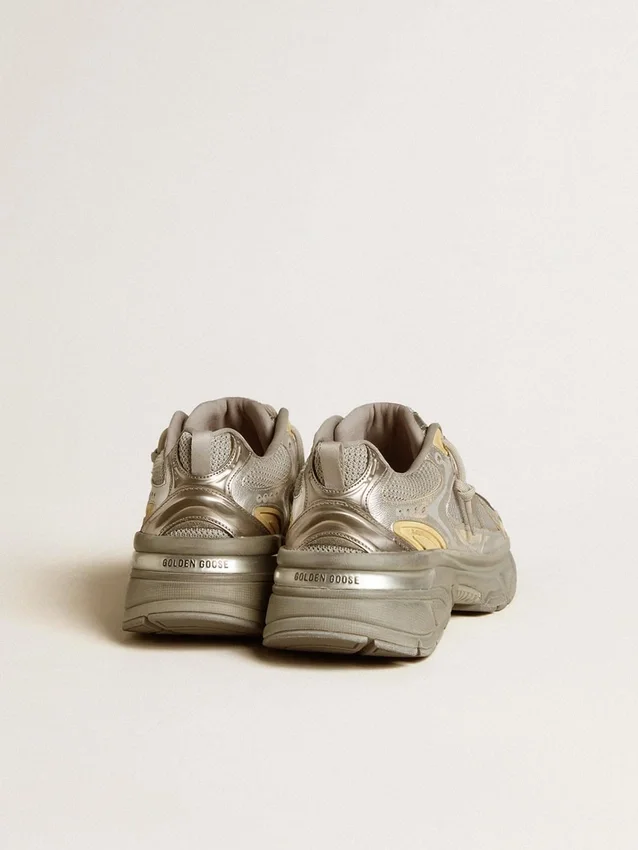 Lightstar para hombre en cuero metalizado y malla plateada con estrella gris