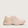 Lightstar para mujer con parte superior de cuero rosa y malla, y estrella rosa