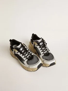 Lightstar para mujer en cuero blanco y malla negra con estrella de TPU negra