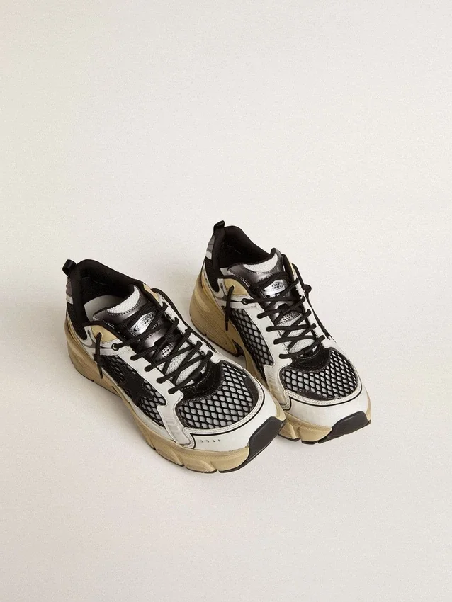 Lightstar para mujer en cuero blanco y malla negra con estrella de TPU negra