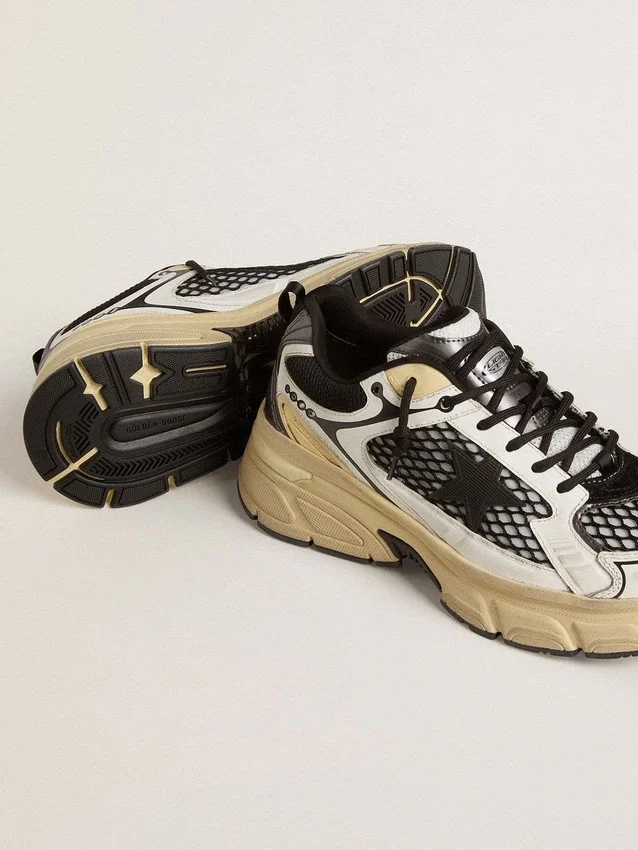 Lightstar para mujer en cuero blanco y malla negra con estrella de TPU negra