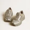 Lightstar para mujer en cuero metalizado y malla plateada con estrella gris