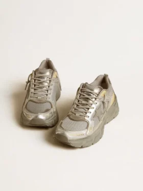 Lightstar para mujer en cuero metalizado y malla plateada con estrella gris