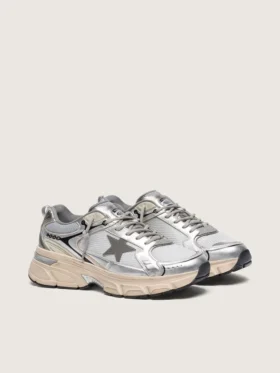 Lightstar para mujer en malla gris y cuero napa plateado con estrella de TPU gris