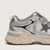 Lightstar para mujer en malla gris y cuero napa plateado con estrella de TPU gris