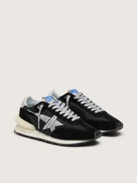 Marathon para hombre con parte superior de nailon ripstop negro y estrella plateada