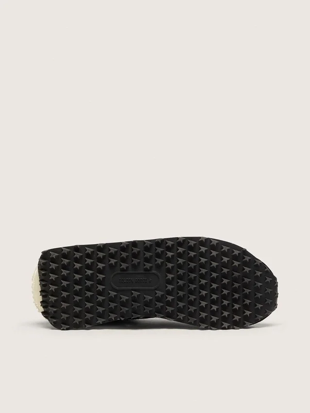 Marathon para hombre con parte superior de nailon ripstop negro y estrella plateada