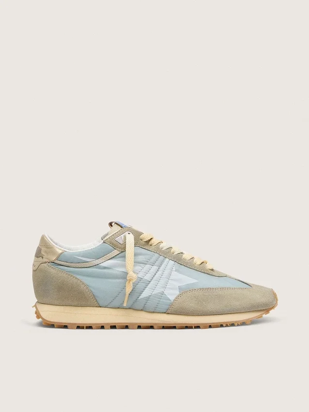 Marathon para hombre con parte superior de nylon azul claro y estrella azul pastel