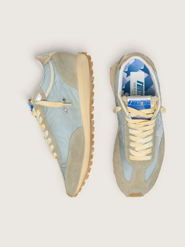Marathon para hombre con parte superior de nylon azul claro y estrella azul pastel