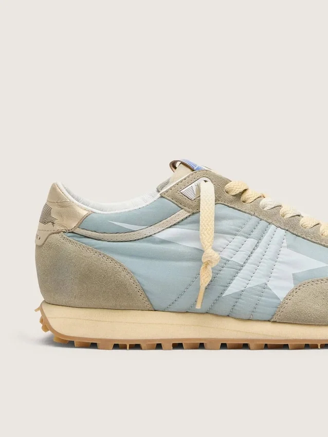 Marathon para hombre con parte superior de nylon azul claro y estrella azul pastel