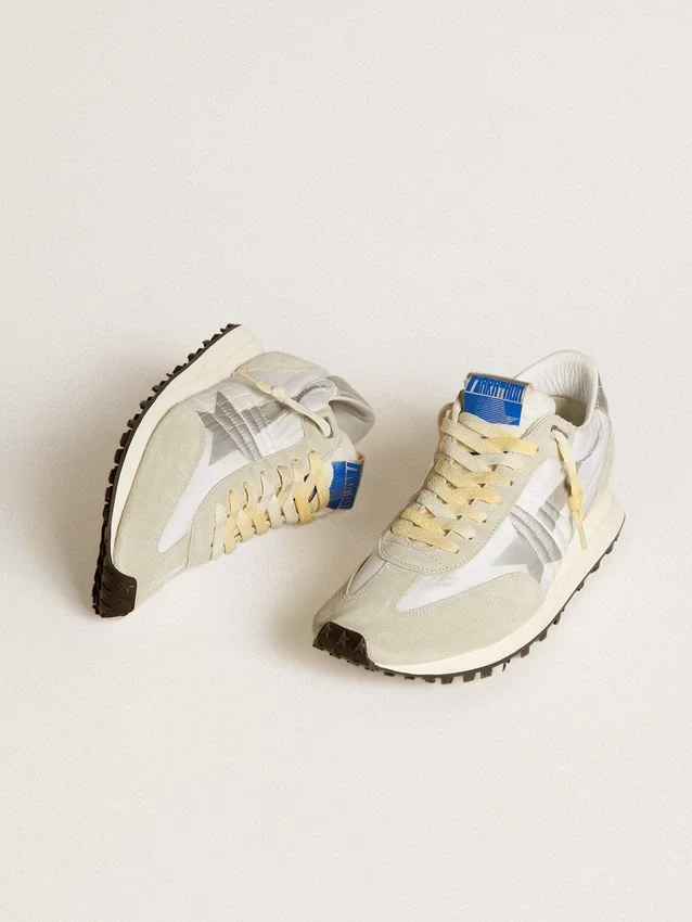 Marathon para hombre con parte superior de nylon blanco y estrella plateada