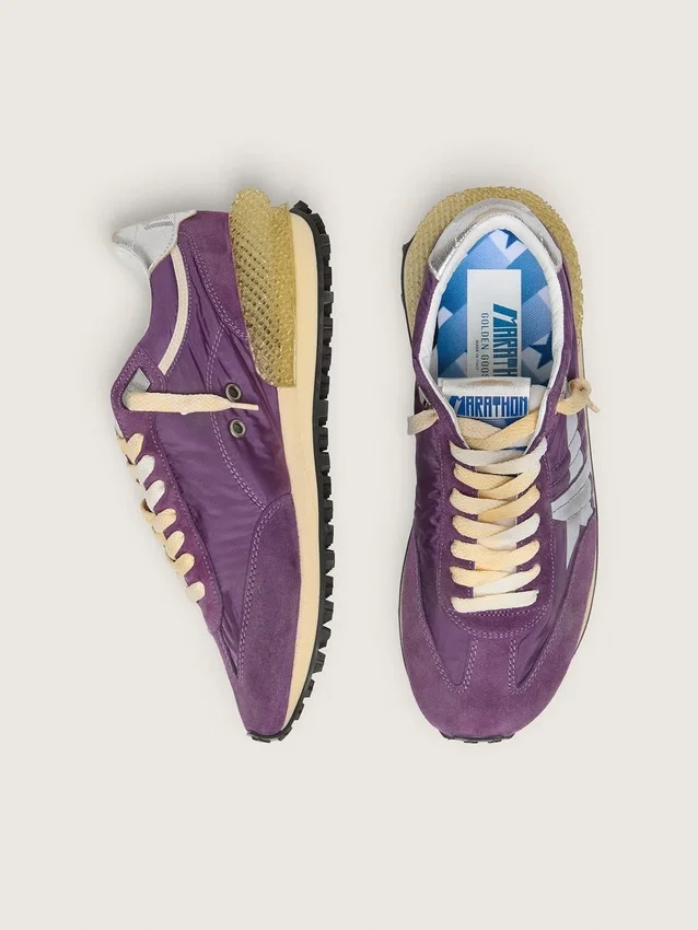Marathon para hombre con parte superior de nylon morado y estrella blanca
