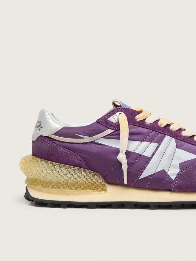Marathon para hombre con parte superior de nylon morado y estrella blanca