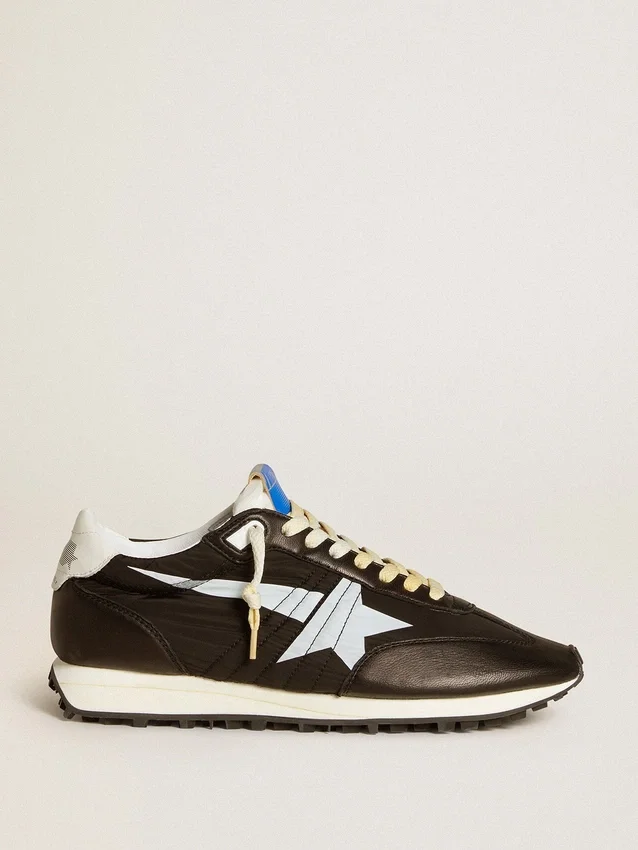 Marathon para hombre con parte superior de nylon negro y estrella blanca