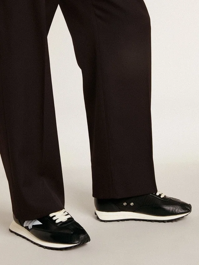 Marathon para hombre con parte superior de nylon negro y estrella blanca
