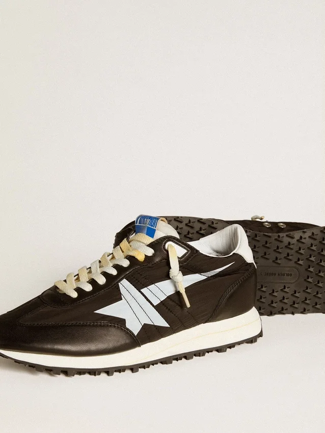 Marathon para hombre con parte superior de nylon negro y estrella blanca