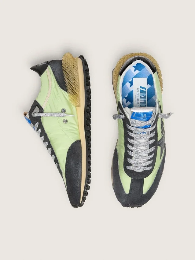 Marathon para hombre con parte superior de nylon verde y estrella negra