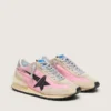 Marathon para mujer en nylon rosa y gamuza beige con estrella impresa en negro