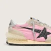 Marathon para mujer en nylon rosa y gamuza beige con estrella impresa en negro