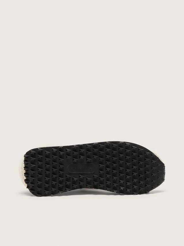 Marathon para mujer en nylon rosa y gamuza beige con estrella impresa en negro