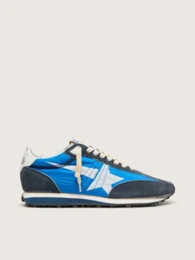 Marathon para mujer con parte superior de nylon azul y estrella blanca