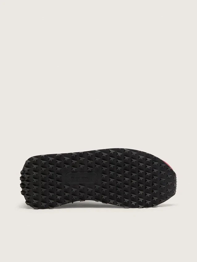 Marathon para hombre con parte superior de nylon rojo y estrella plateada