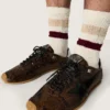 Marathon Speed para hombre en cuero con estampado de serpiente marrón, estrella negra y lengüeta del talón de cuero plateado