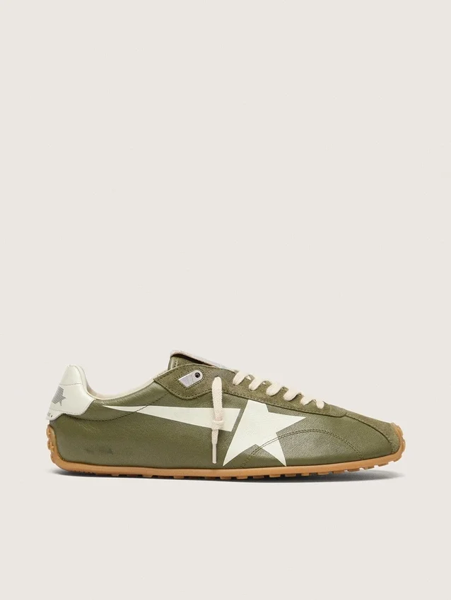 Marathon Speed para hombre en cuero verde oliva con estrella color crema