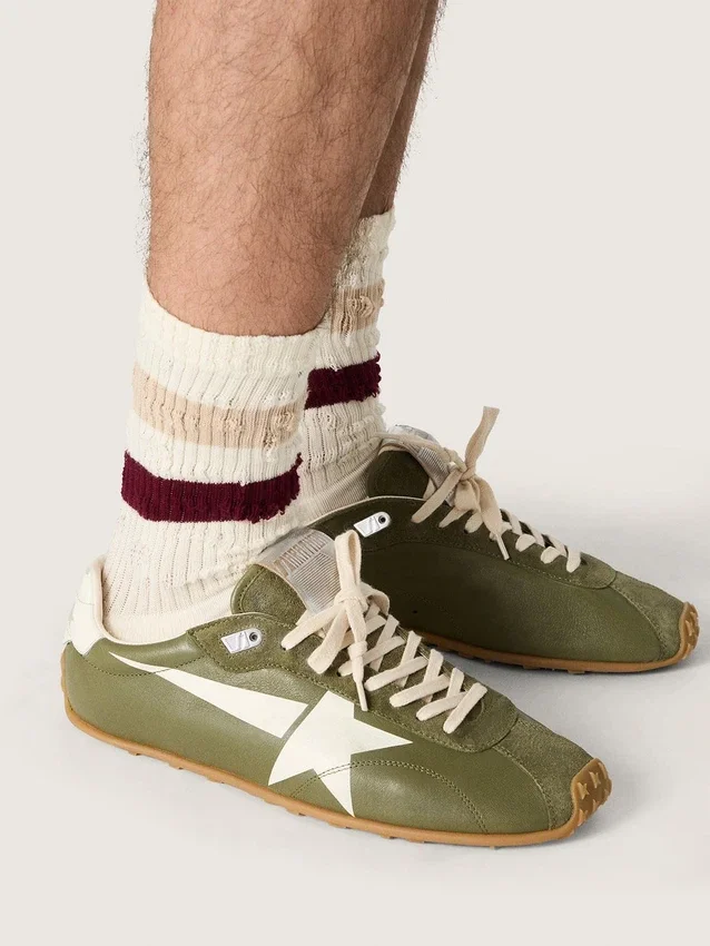 Marathon Speed para hombre en cuero verde oliva con estrella color crema