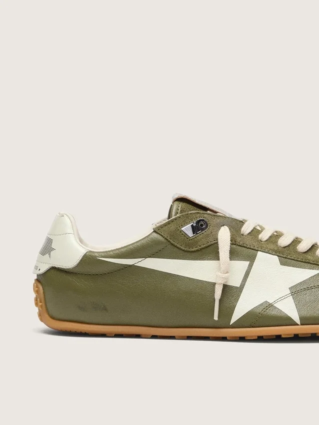 Marathon Speed para hombre en cuero verde oliva con estrella color crema