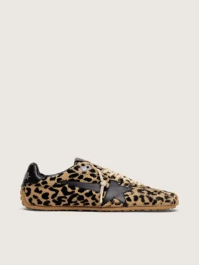 Marathon Speed para hombre en piel de potro con estampado de leopardo beige y negro con estrella de cuero negro