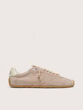 Marathon Speed para mujer en gamuza rosa con estrella perforada y lengüeta de talón de cuero blanco