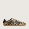 Marathon Speed para mujer en piel de potro con estampado de leopardo beige y negro con estrella de cuero negro