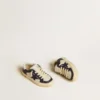 May Junior en cuero blanco y azul con estrella y lengüeta del talón de cuero