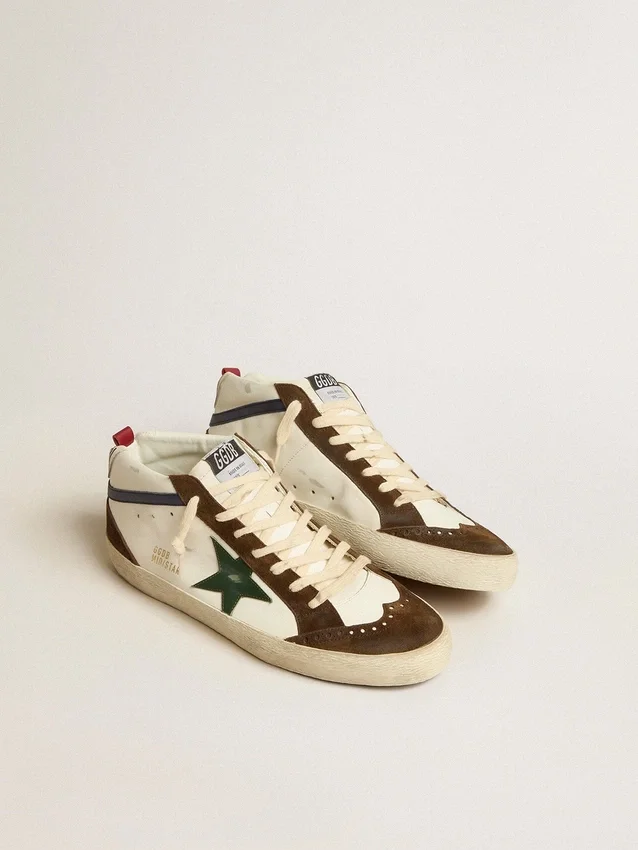 Mid Star con estrella de cuero verde y detalle azul de cuero