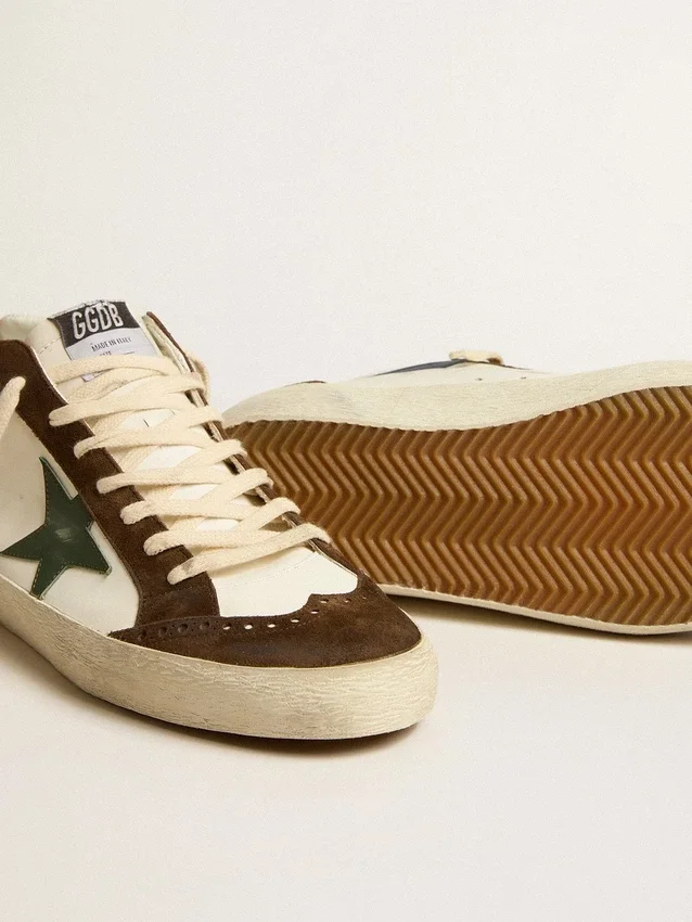 Mid Star con estrella de cuero verde y detalle azul de cuero